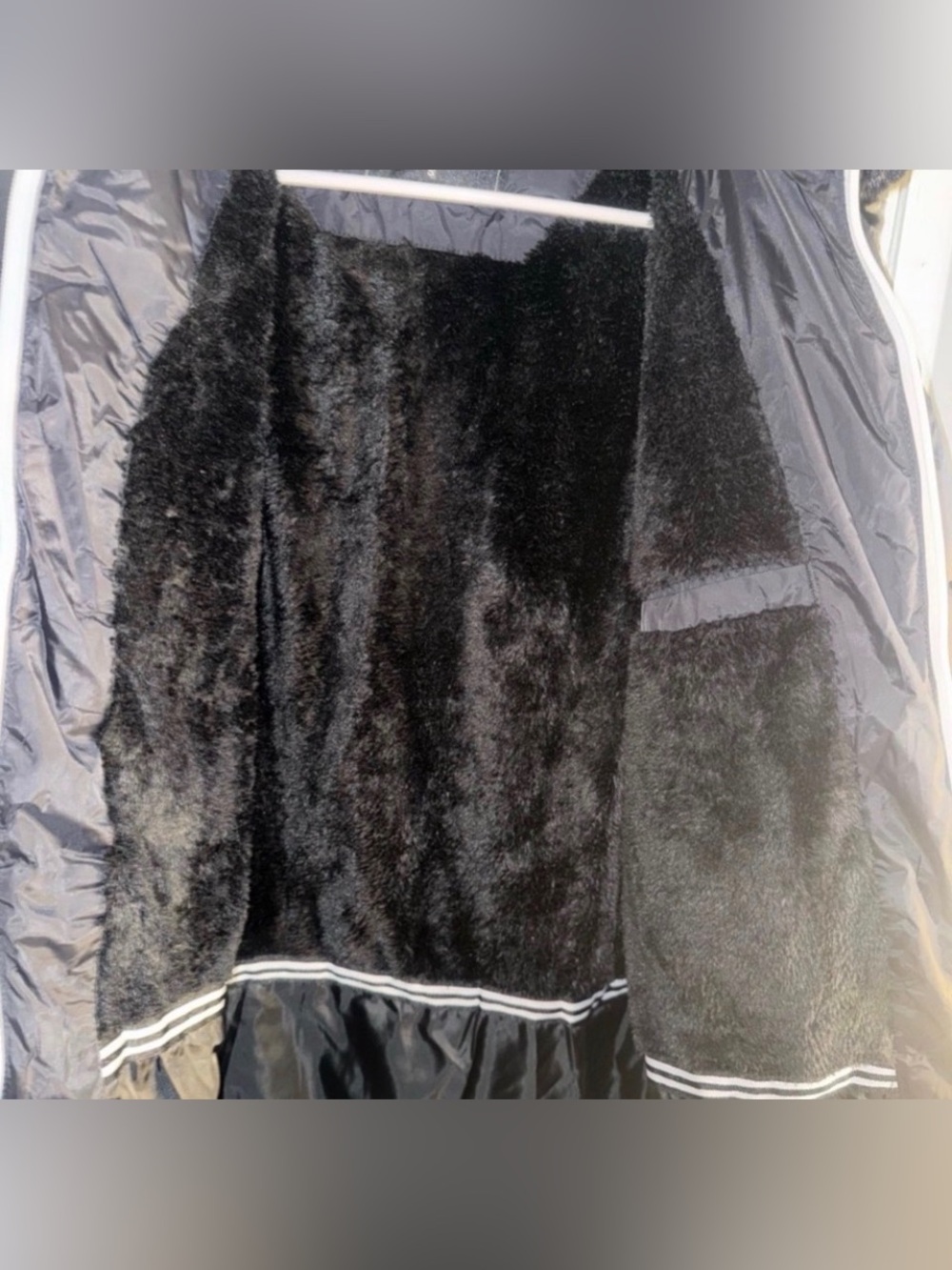 Black Long Puffer Coat w/ Faux Fur Hood Plush Lined Size S - Picture 4 of 5